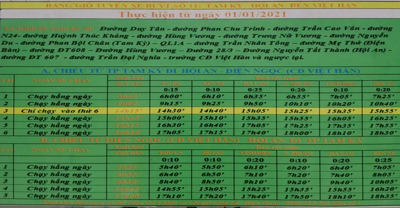 Lịch xe Việt Hàn