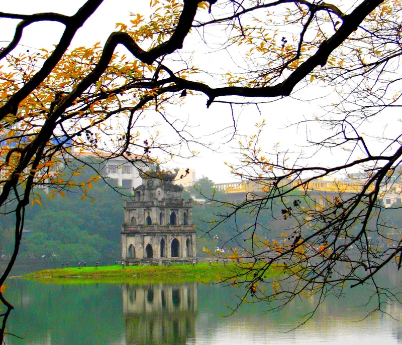 Hoan Kiem lake in the city center